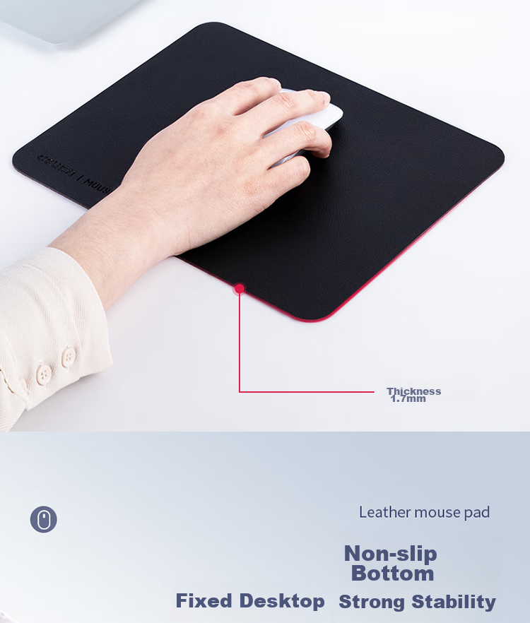 Deli 250*200mm Wear-Resistant PU Leather Mouse Pad, Suitable for Office And Gaming, Office Supplies, Black 83009 7