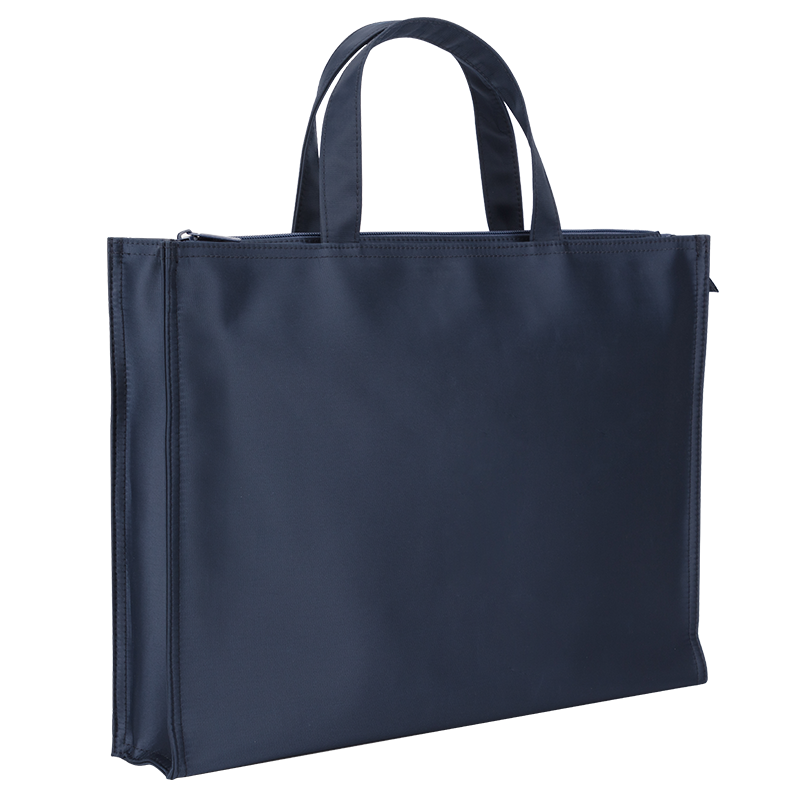 Deli Office Meeting Bag, Briefcase, Document Bag, Large Capacity Business Zipper Handbag, Suitcase, Men's And Women's Satin Material Waterproof Wear-Resistant Laptop Compartment, Blue