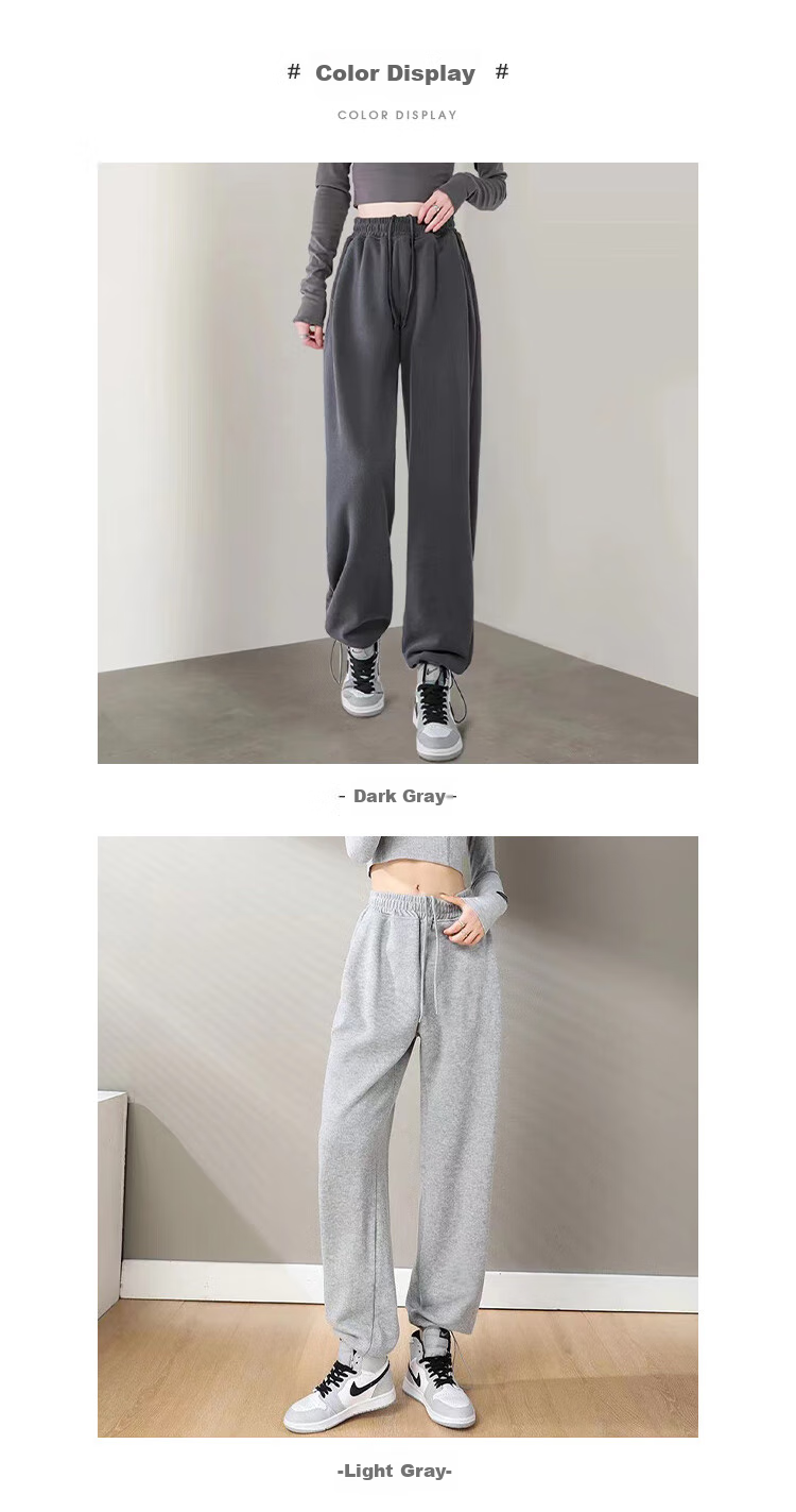 Jeanswest Casual Pants for Women, High-Waisted Loose-Fitting Slimming Joggers, Summer Sports Pants with Drawstring Waist, Dark Gray, Size L 14
