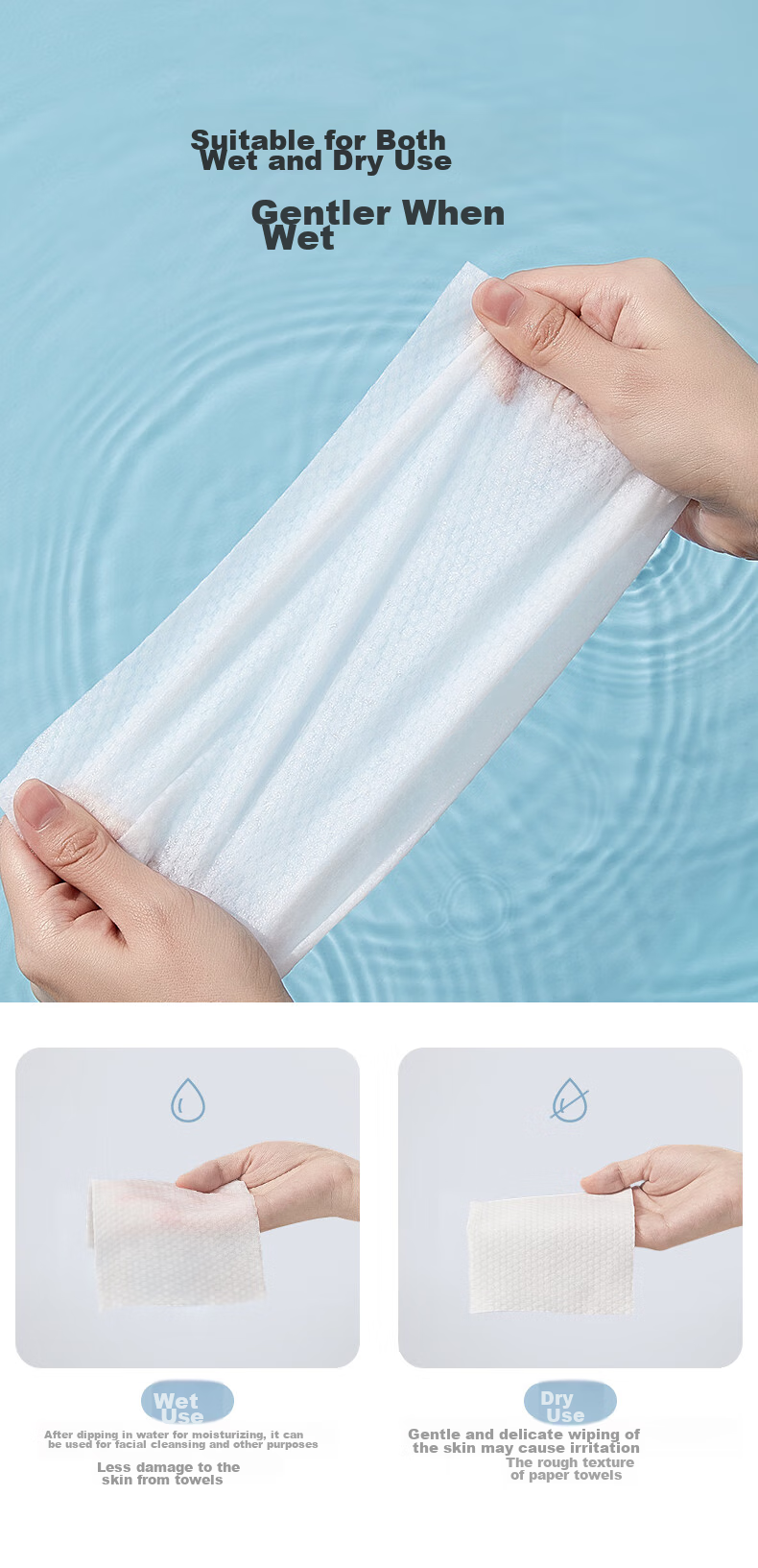 AIBEDILA Disposable Face Towels for Babies, Dual-Use Wet And Dry Soft Cotton Pads, Thickened Pearl Pattern Beauty Makeup Face Towels, 80 Sheets * 6 Packs 4