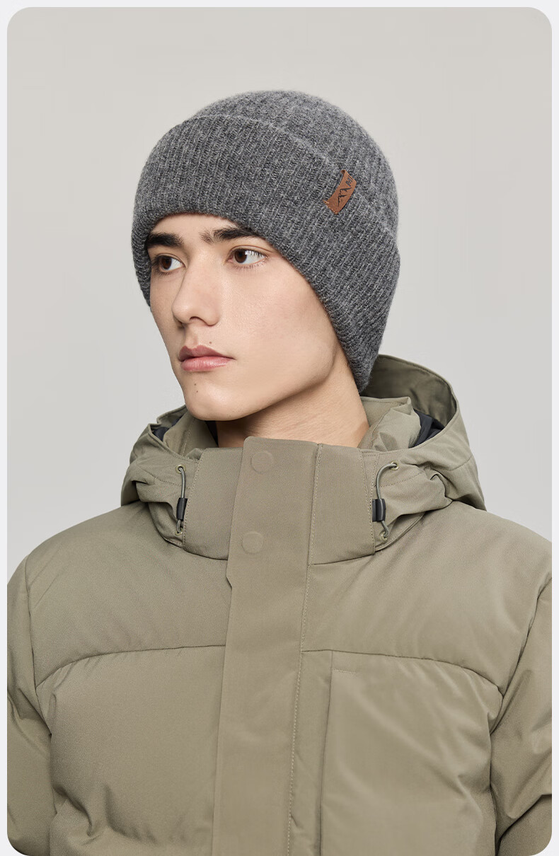 MISSION UV Pure Wool Warm Knit Hat, Autumn And Winter Thickened Knitted Cap, Cold Hat, Winter Hat, Outdoor Ear Protection Cold Cap, Men's Winter Hat 12