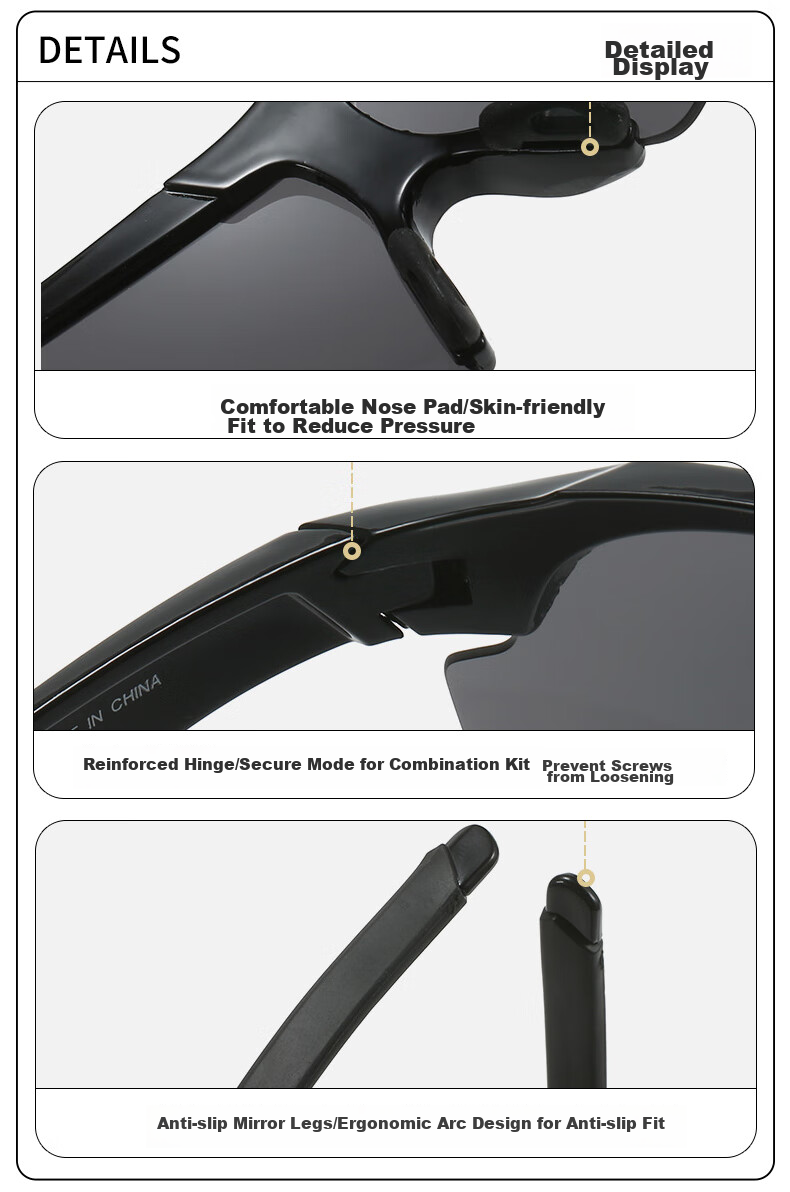 Baixiaoshe Outdoor Cycling Sunglasses [Black Frame Blue Film] 9189 Bicycle Windproof Glasses Sports Sunglasses for Back to School 4