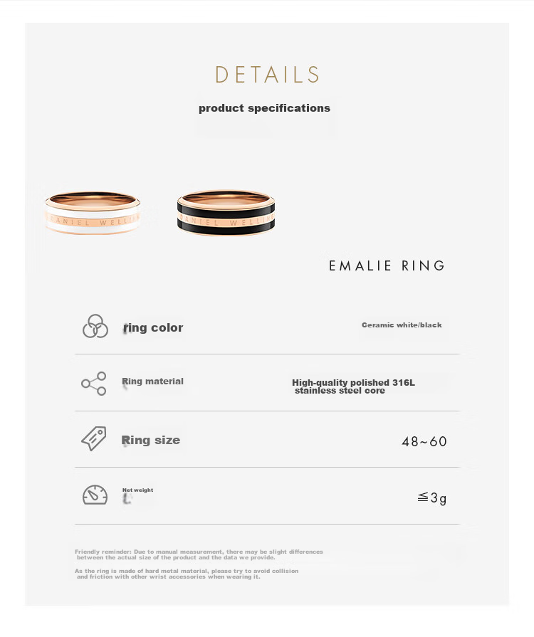 DanielWellington DW Ring for Men, Shining Black Rose Gold Size 60 Couple Rings DW319 Birthday Gift for Me 8