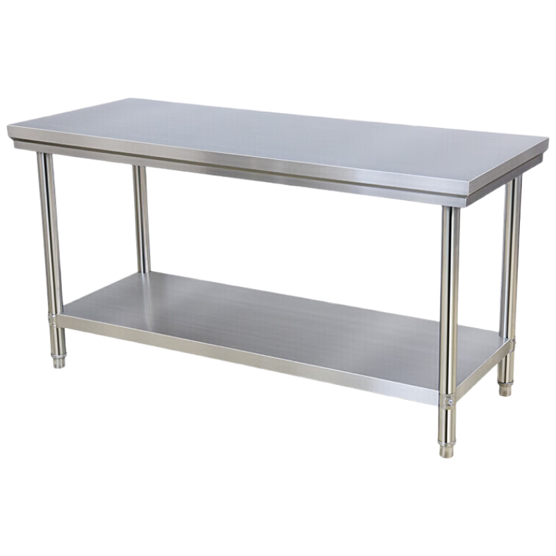Quanshi Stainless Steel Workbench Double Layer, Kitchen Prep Table Storage Rack Hotel Commercial Cutting Board, 70*60*80cm