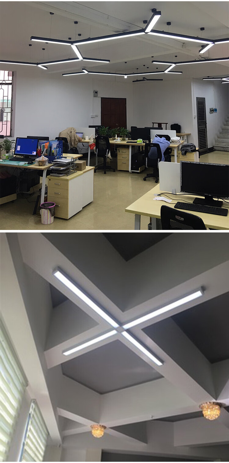 佛山照明fslled办公室吊线灯创意拼接长条灯商场地铁火车站通道铝方通