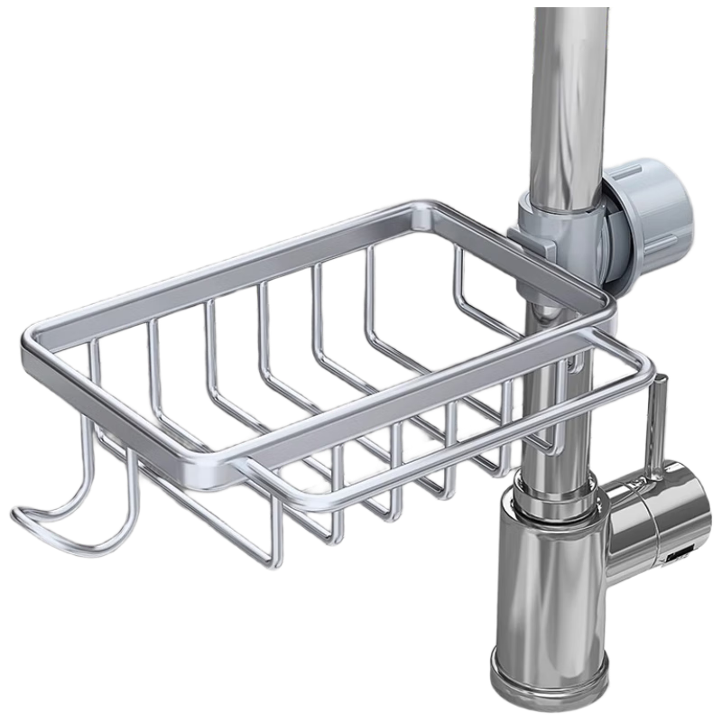 Jiadu Kitchen Faucet Storage Rack for Sink Drainer Sponge Scrubber Cleaning Cloth Organizer Shelf
