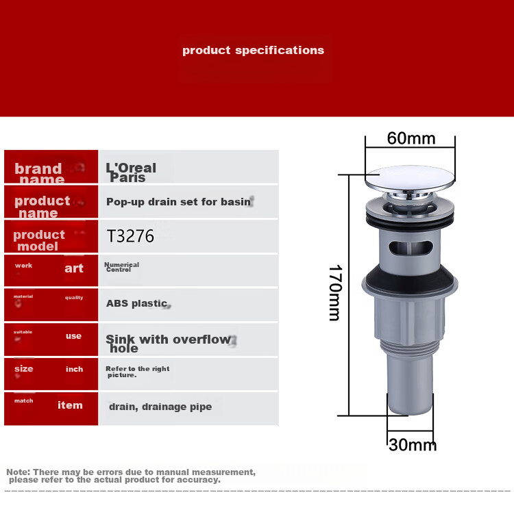 Larsd Basin Drain Kit, Anti-Odor Drain Pipe, Washbasin And Sink Drain with Overflow Hole T3276 14