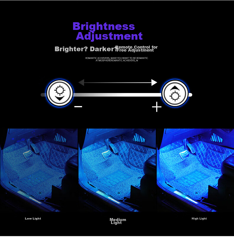 Dijialun Car Ambient Light, Interior Modification, No Wiring Required, Wireless Remote Control, Universal USB Car Atmosphere Light, Footwell Interior Decoration Light, LED Breathing Light, Creative Product, Music Rhythm Light 7