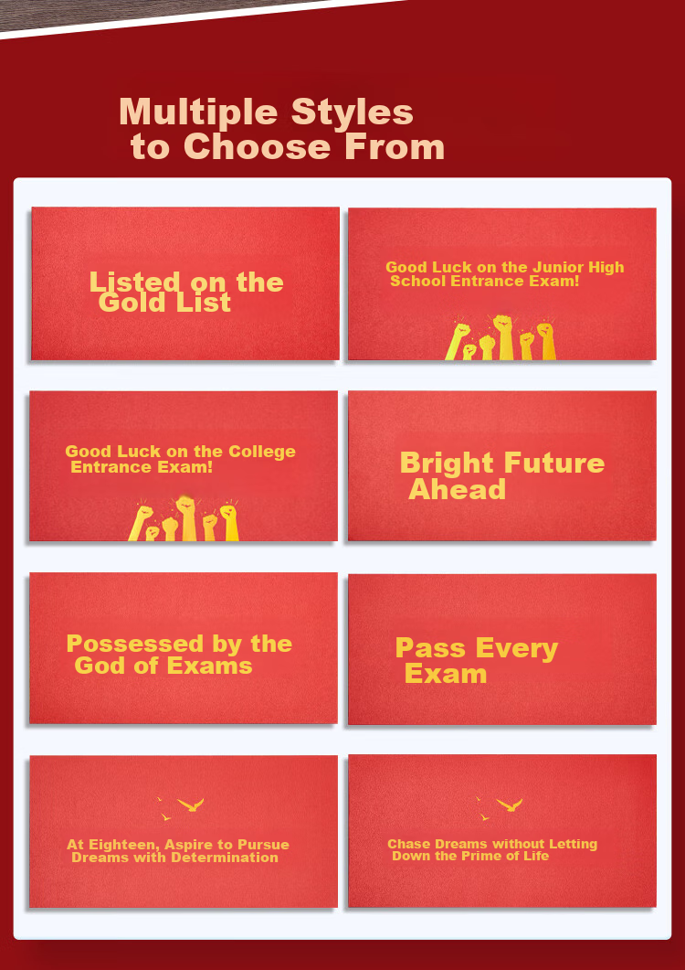 Kingdee Greeting Cards "Dream As A Horse" 18-Year Adult Graduation Envelope Set, Inspirational Middle School And College Entrance Exam Encouragement Letter Paper And Envelopes, Golden List Name 2 Envelopes 5 Letter Papers 3