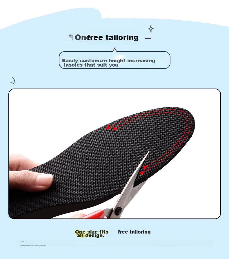 Eleft Invisible Height-Increasing Shoe Insoles for Men And Women, Memory Foam Shock-Absorbing Breathable Sweat-Wicking Full Insoles, Black 1.5CM 7