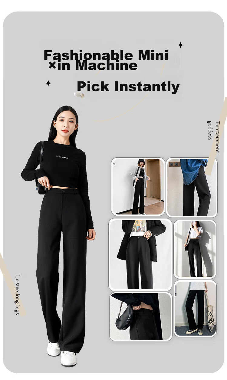 FitonTon Women's Suit Pants, Spring And Summer Slimming High-Waist Draping Floor-Length Trousers, Loose Straight-Leg Business Casual Wide-Leg Pants 9