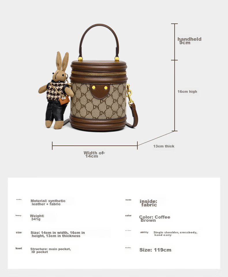 Aiqinghai Handbag, Women's Bucket Bag, Crossbody Shoulder Cylindrical Phone Bag, Niche Birthday Mother's Day Gift, Practical Present for Mom 21