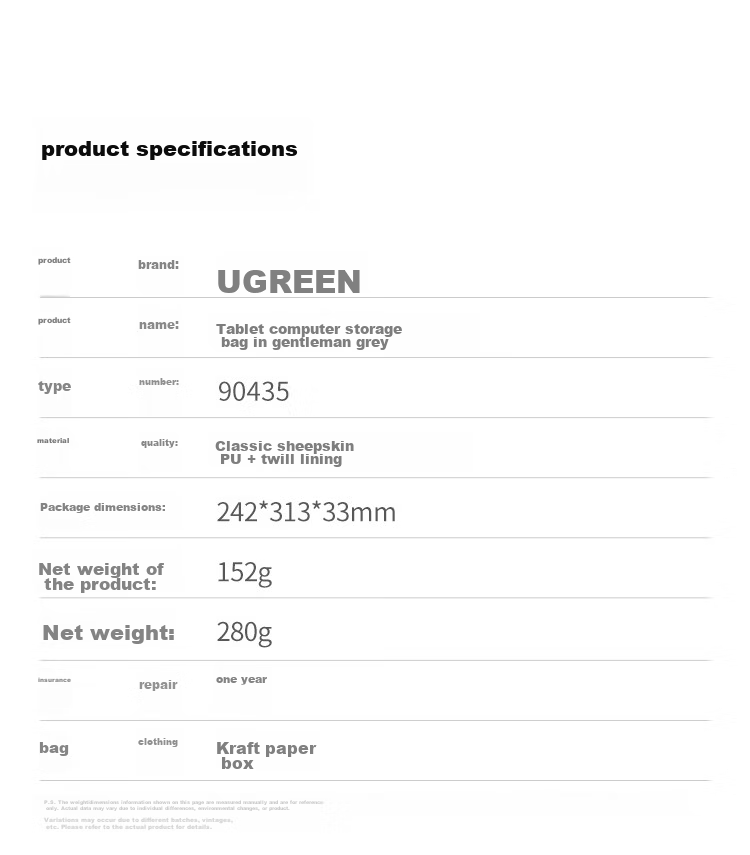 UGREEN IPad Pro Tablet Storage Case, 11-Inch Inner Sleeve, Protective Cover, Computer Accessory, Keyboard Portable Storage Bag, Suitable for Apple/Lenovo/Xiaomi/Huawei Tablets 17