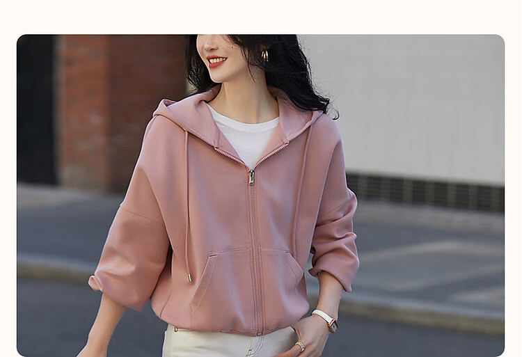 Dme Vitality Sports Series Spring Autumn Hooded Air Layer Long Sleeve Drop Shoulder Slightly Stretchy Pocketed Short Cotton Jacket 5