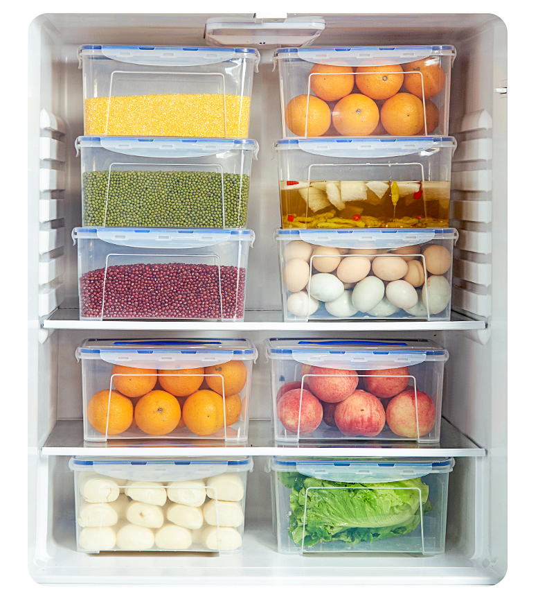 JEKO&JEKO Refrigerator Storage Box, Food-Grade Kitchen Sealed Container, Egg Storage Box, Airtight Storage Box, 5L Capacity, Set of 4 14