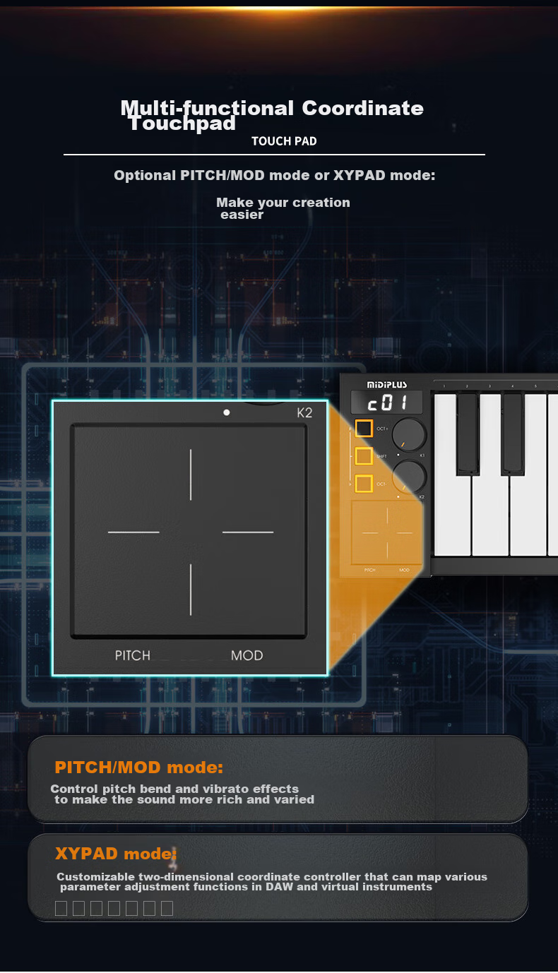 Midiplus V49 Key Wireless Bluetooth MINI Foldable Controller, Portable Electronic Music Composition MIDI Keyboard 6