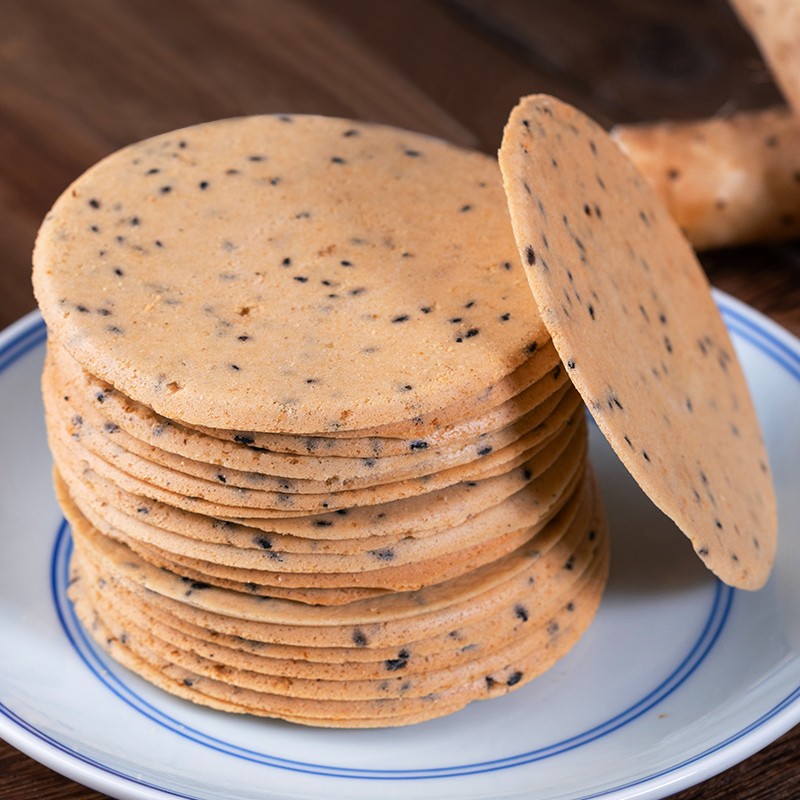 健元堂铁棍山药薄脆片黑芝麻饼粗粮无蔗糖饼干饱腹代餐孕妇休闲零食520g