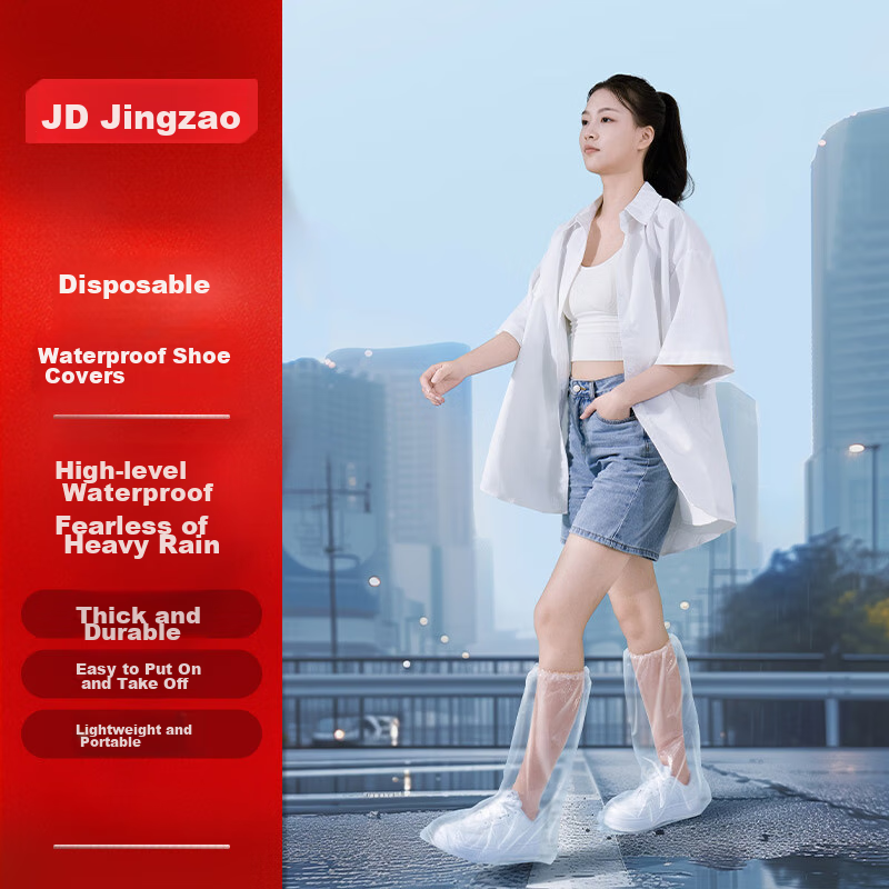 JD Original Disposable Rain Shoe Covers, Thick Waterproof Overshoes for Men And Women, Universal Size Long Plastic Shoe Covers, Pack of 20