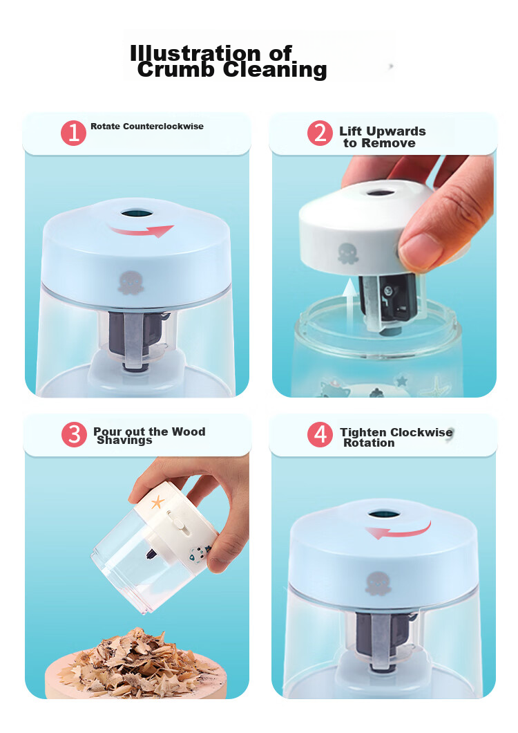Zhonghua Xhai Diao Xiaozongdu Electric Pencil Sharpener, Three-Speed Thickness Adjustment, for Primary School Students, Large Diameter Sharpener, Can Sharpen 12mm Thick Pencils, Large Triangular Electric Stationery HB0002 Blue 9