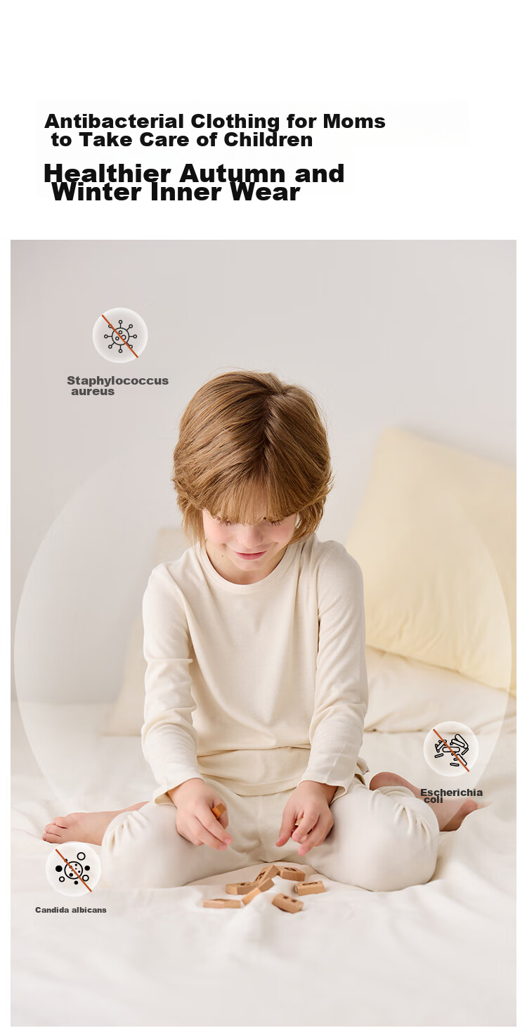 Junejunior [Zongxiangsilrou] Children's Thermal Underwear Set, Autumn And Winter, Boys And Girls, Lightweight Base Layer Sleepwear 6