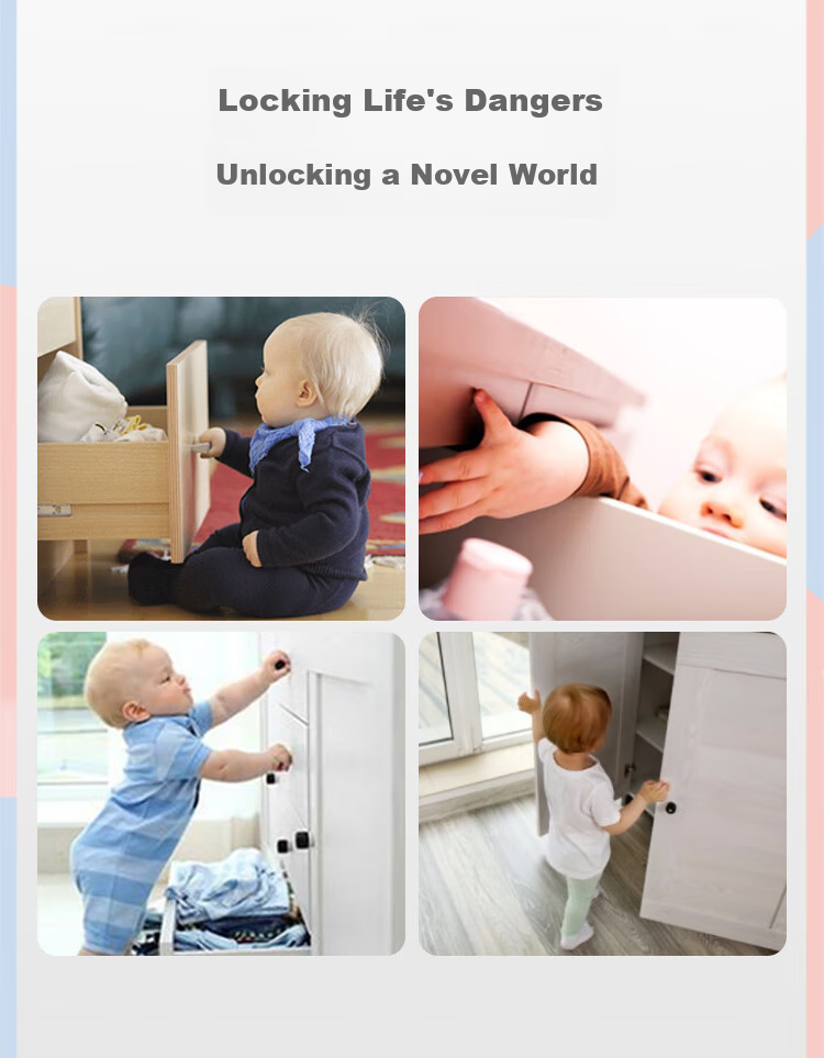 Babyprints Children's Safety Drawer Lock, Baby Protection Drawer Lock, Anti-Pinch Hand-Covered Cabinet Door Corner-Specific, Pack of 3 4