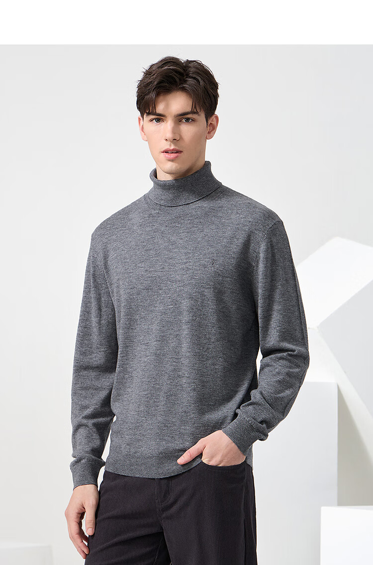 Dance with Wolves [100% Merino Wool] Turtleneck Warm Wool Sweater Versatile Long Sleeve Men's Sweater 306 Brown 175 11
