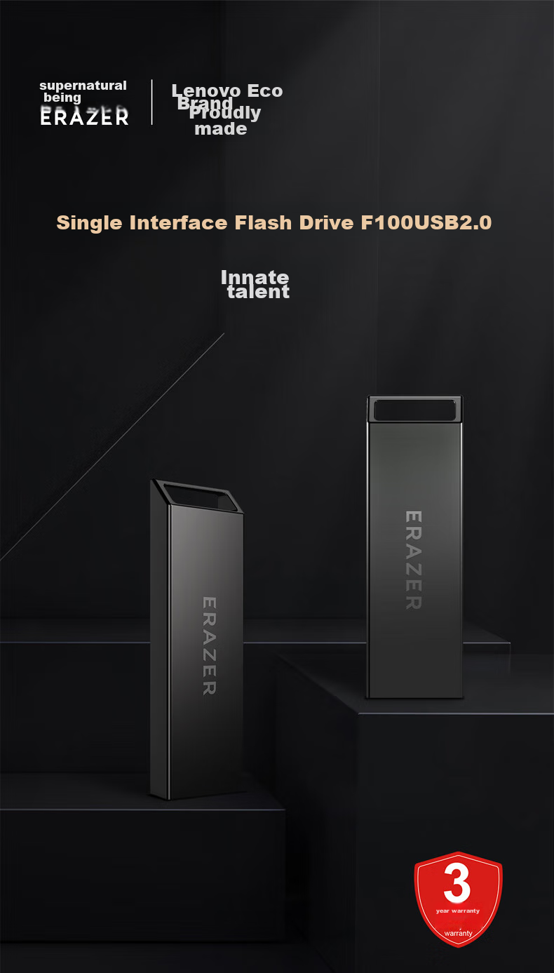 Lenovo Yinen 8GB USB 2.0 Flash Drive High-Speed Gunmetal Mini USB Car Office Metal Computer USB F100 8GB 1