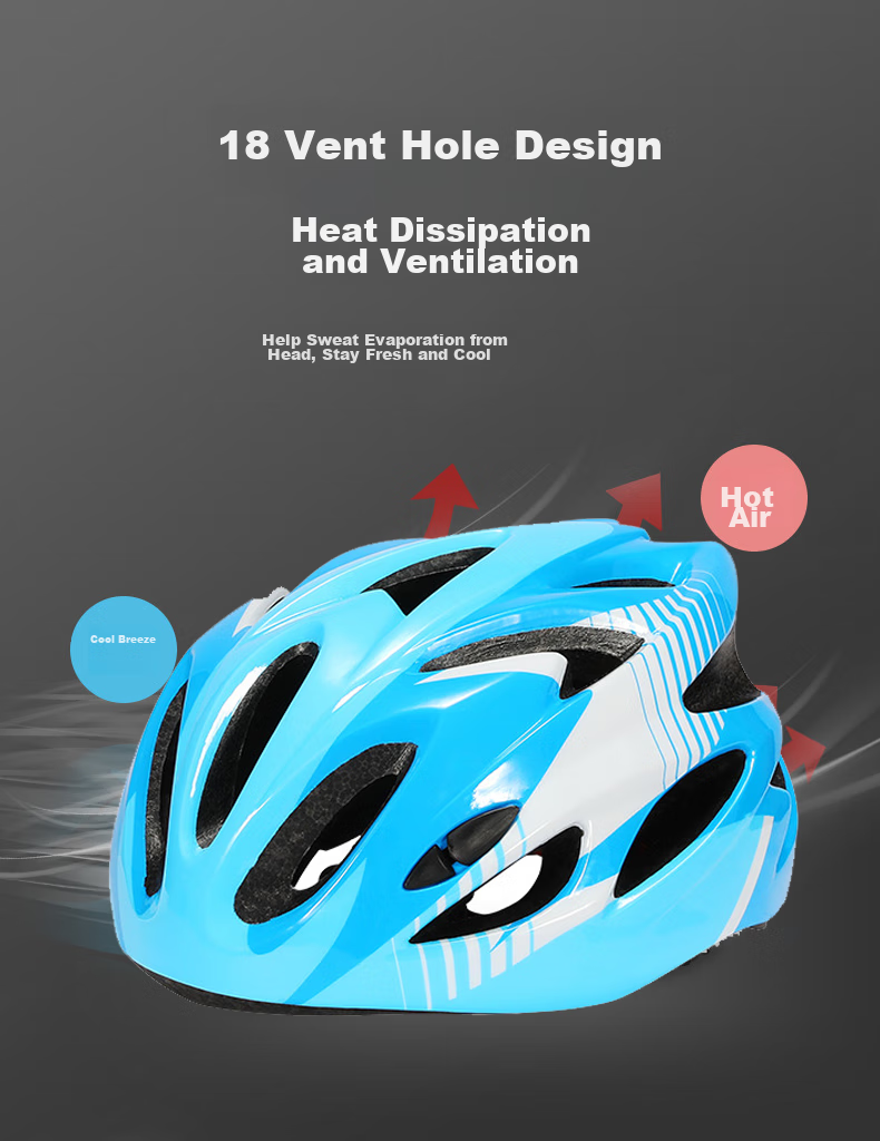 Adandyish Children's Integrated Bicycle Helmet, One-Piece Molded Cycling Helmet, Road Bike Helmet for Boys And Girls, Bicycle Equipment, Cool Blue Black 6