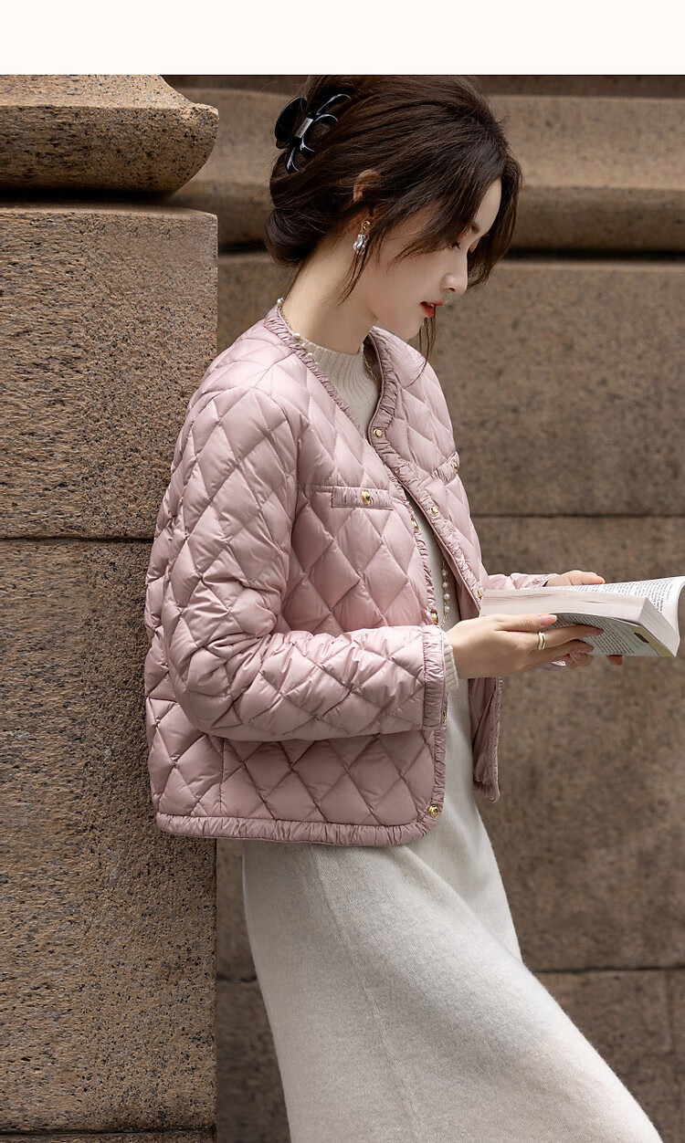Dme [Qianjin Madeline] Winter Chanel-Style Lightweight Cloud 90% Duck Down Coarse Tweed Filling Puffer Jacket for Wome 23