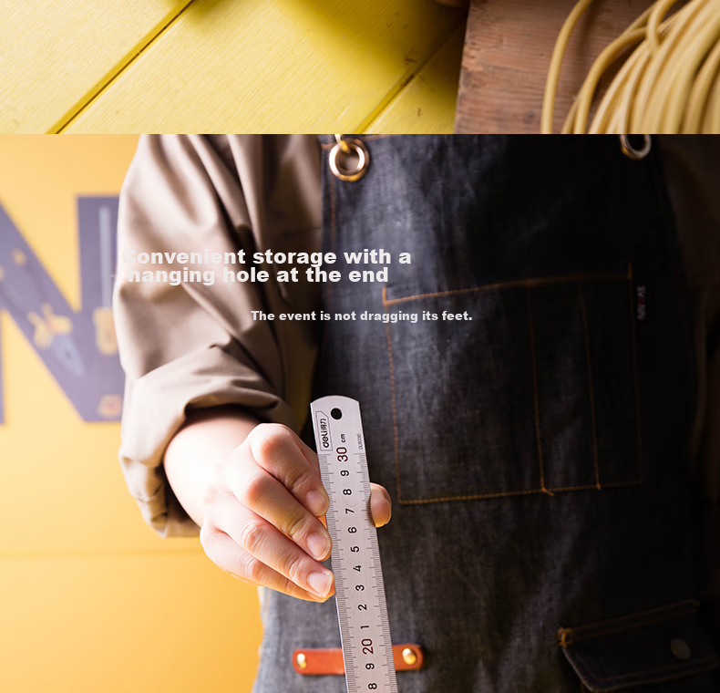 Deli Stainless Steel Straight Ruler with Scale, Metric Scale Drawing Ruler, 150cm 5