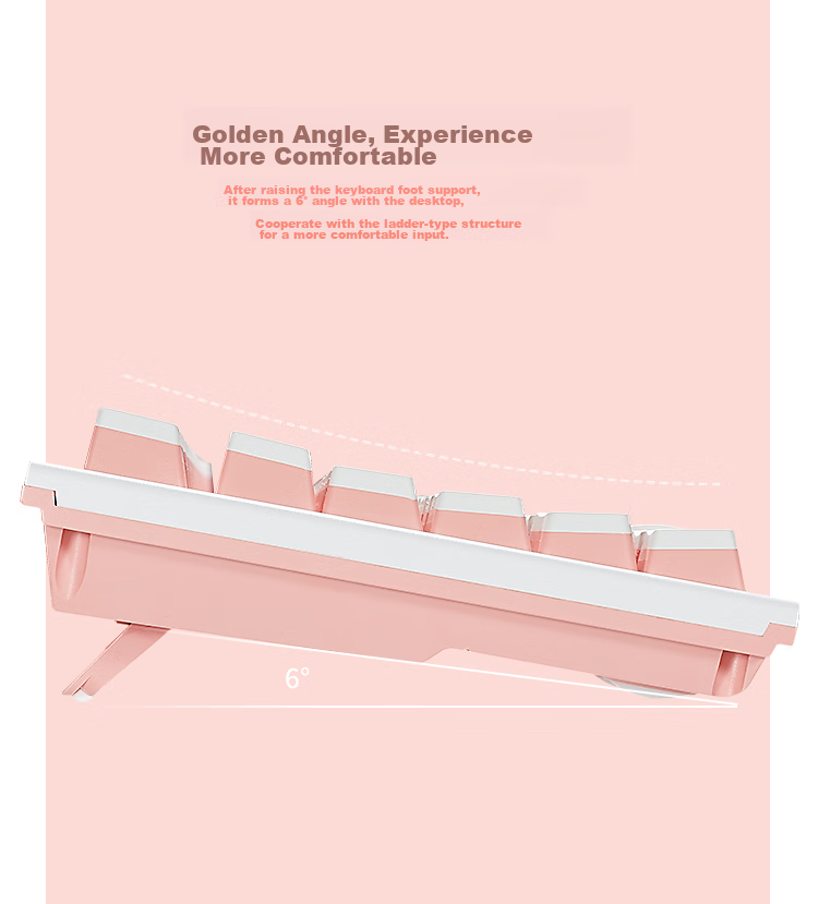 Hyeku X3 Wired/wireless 2.4G Dual-Mode Gaming Mechanical Keyboard, 87 Keys, PBT Keycaps, Kaikhua BOX New Switch, Peach Bubble Water, Kaikhua Rose Red Switch with Clip And Wrist Rest 18