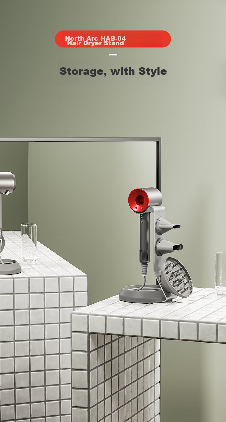 Brateck Hair Dryer Holder, Electric Fan Stand, Storage Rack without Drilling, Compatible with Dyson Hair Dryers HD08 And N500 Hangers 2