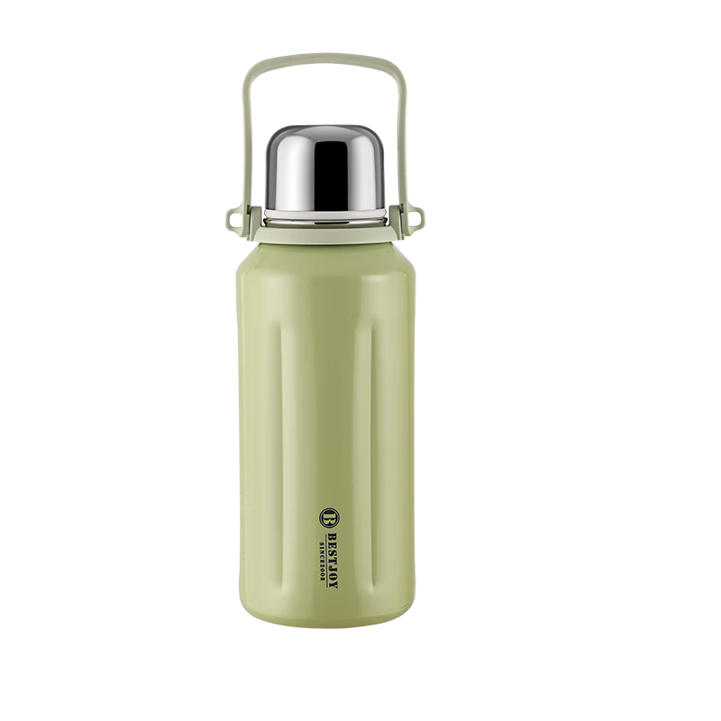 FUGURNG BESTJOY Insulated Mug, Cold Thermos, 316 Stainless Steel, Large Capacity Water Bottle, Portable Handle Cup for Students, Green, 1200ml