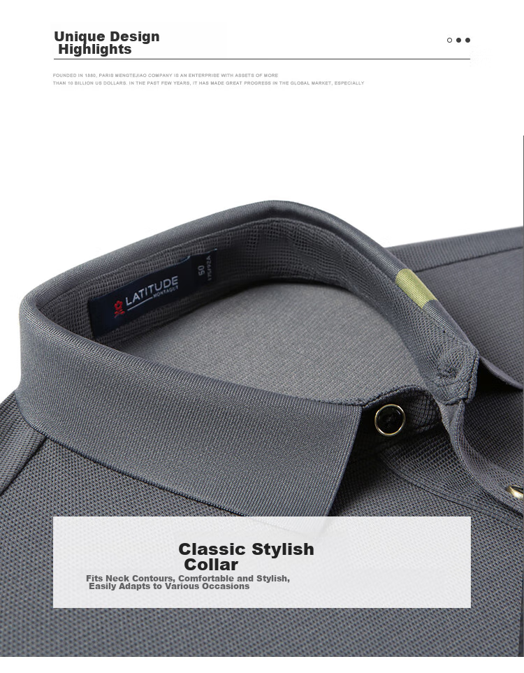 MONTAGUT [Stylish And Structured with Contrasting Collar] Autumn Simple Casual Long-Sleeve Men's Polo Shirt JG Dark Gray M 7