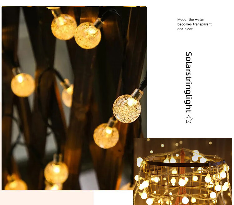 Yupin Fengmao Solar String Lights 22m Crystal Bubble Ball Waterproof LED Strip Christmas Decoration 2