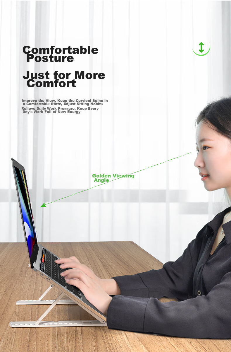 SUOHUANG Laptop Stand Cooling Pad, Desktop Riser, Portable Height Adjustable Stand, Invisible Base for Macbook Accessories, Universal Cervical Spine Foot Pad Support 2