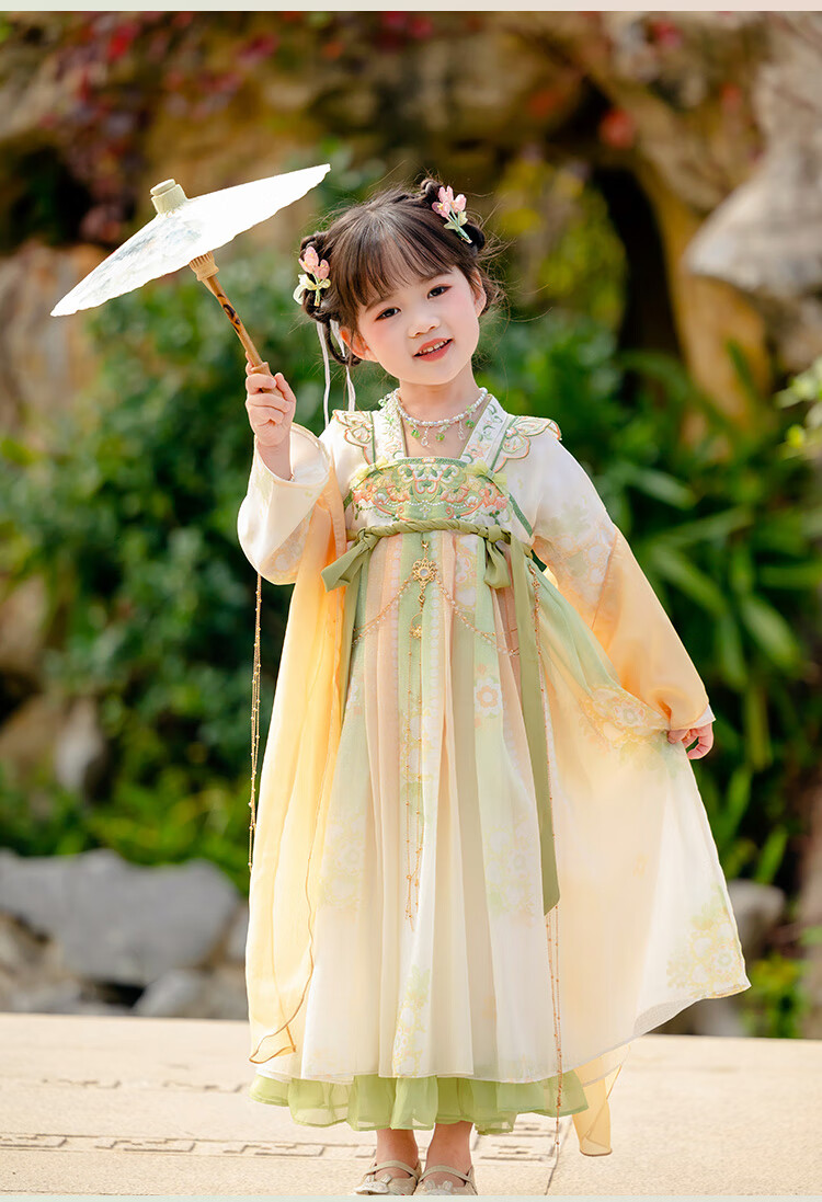 Menghu Qinglai Girls' Spring And Autumn Ancient Style Ethereal Ru Skirt, Oriental Minimalist Luxury Style, Light Green (Without Waist Chain), Size 100 27