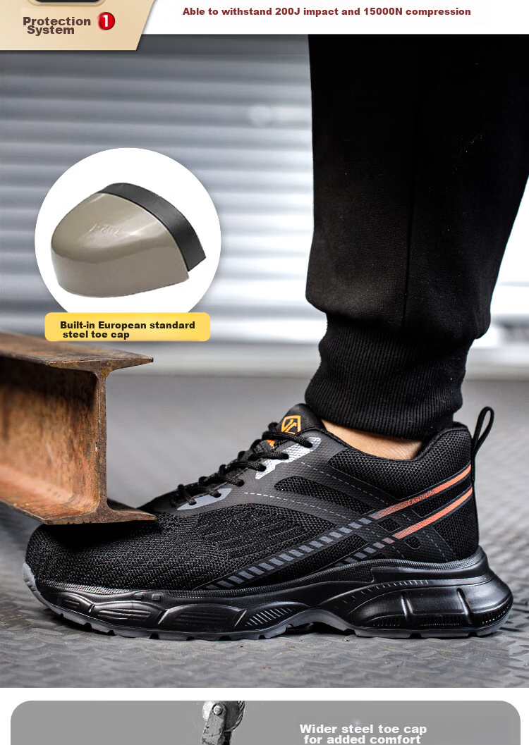 Dinggu Safety Shoes for Men, Lightweight Steel Toe Cap, Anti-Smashing, Puncture-Resistant, Wear-Resistant, All-Season Safety Work Site Shoes 922B41 4