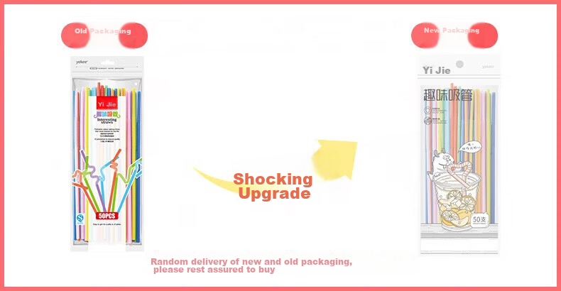 Yekee Disposable Multi-Functional Straws, Hygienic Art Straws, 50-Pack Y-9913 1