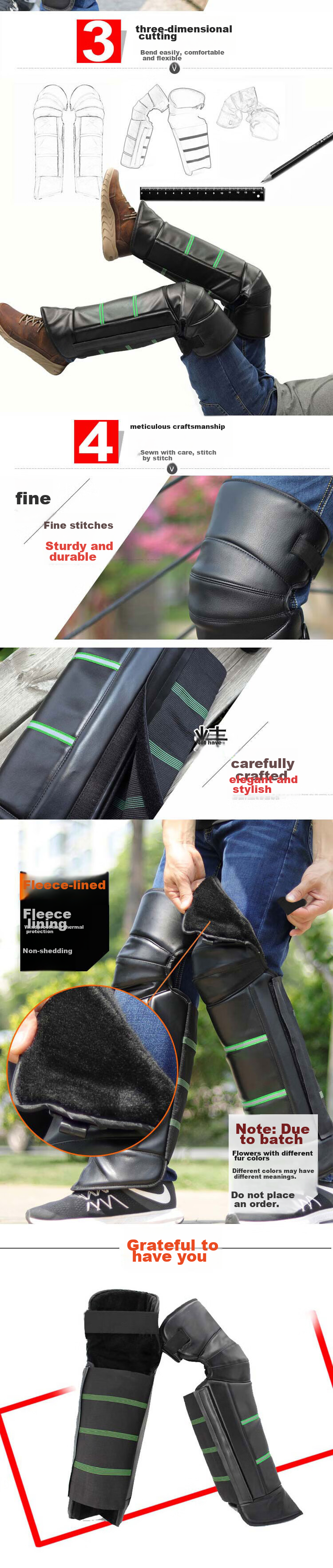 Move Iron Electric Vehicle Knee Pads for Men And Women, Winter Long Style, Warm Motorcycle Bicycle Electric Scooter Leather Anti-Cold Warm Leg Guards 2