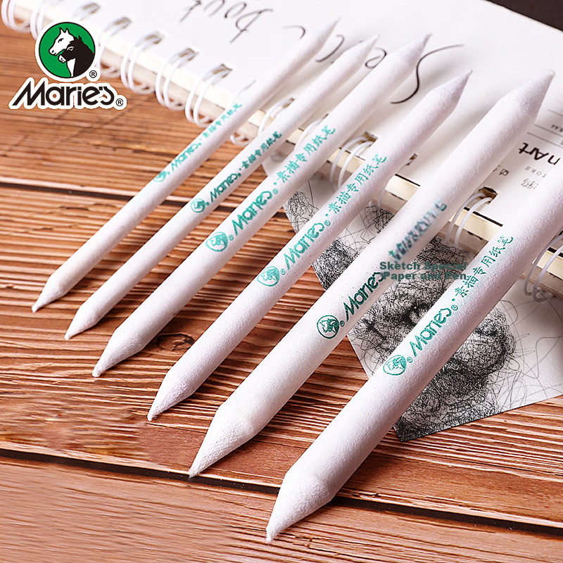 Marie's Paper Eraser Pencils Set of 6, Sketching Paper Pencil Kit for Drawing, Specialized Paper Pencils And Blending Sticks, Student Art Academy Detail And Shadow Drawing Pencils TMC6823 Sketching Markers Drawing