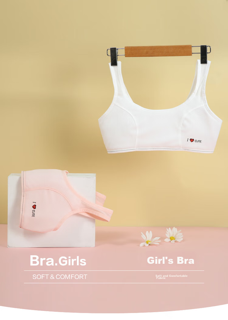 Hodohome Girls' Underwear, Puberty Stage Two Mesh Breathable Bra, Middle School Student Anti-Nipple Vest 088 A85 1
