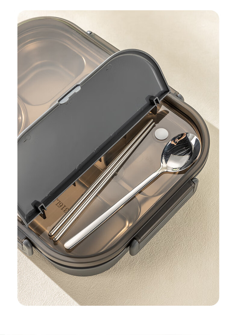 Guangyi 316L Stainless Steel Insulated Lunch Box for Students And Office Workers, Portable Meal Tray with 5 Compartments And Utensils, Black GY7493 5