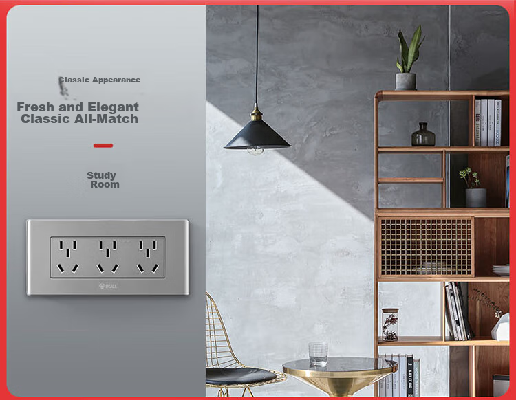 BULL Switch Socket, Multifunctional 118-Type Socket Switch with 15 Or 9 Holes Socket Panel G04Z356A, Gray 4