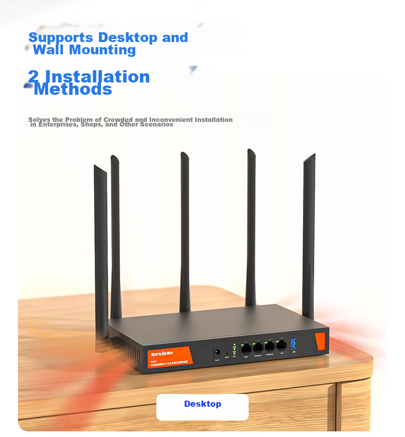 Tenda W30E AX3000 Dual-Band Gigabit Enterprise-Grade Home And Commercial High-Speed Wireless Router WiFi6 Wall-Penetrating Metal Shell Body/Simple Firewall 19