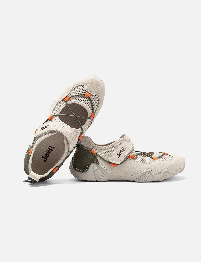 Jeep Women's Mary Jane Shoes, Casual Shoes, Breathable Spring Style, Soft Sole Flat Single Shoes, Light Gray, Size 39 5