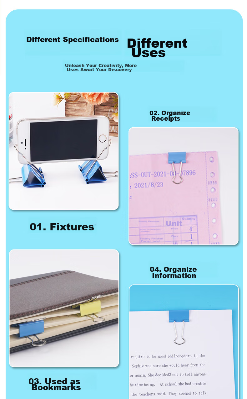 M&G Stationery Popular Product, 6#15mm, 60 Pieces/jar, Colorful Binder Clips, Small Metal Bill Clips, Eplus Series Office Binder Clips, ABS92743 6