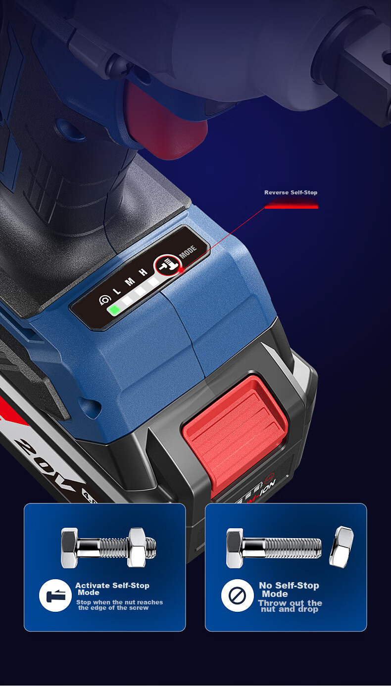 Dongcheng Lithium Battery Brushless Electric Wrench DCPB488E20V Dual Battery 4.0Ah High Torque Impact Wrench for Tire Removal 8