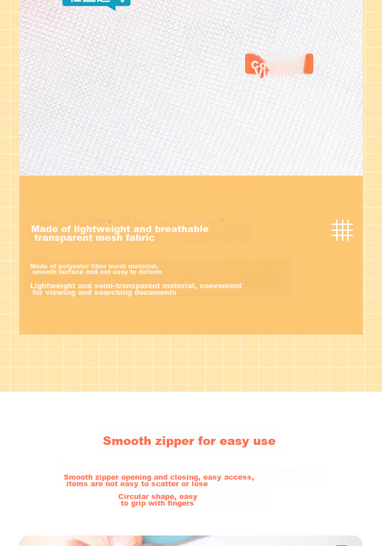 Deli Transparent Mesh Zipper Pouch, Student Exam Paper Sorting Stationery Bag/document Folder, File Storage Bag, Random Color School Supplies Gift 6