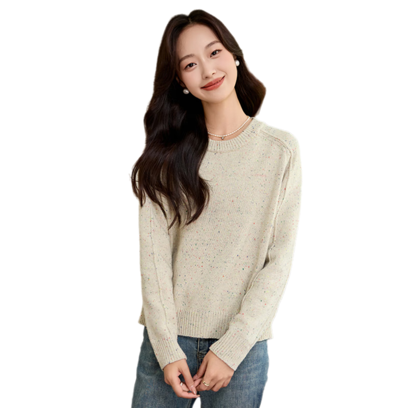 PinCai Women's Knitted Sweater Spring Autumn High-Quality Speckled Pullover Knitwear Base Layer P144Z9029